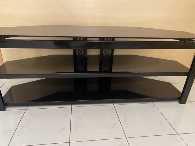 Large  TV Stand With Glass Shelves