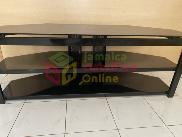 Large  TV Stand With Glass Shelves