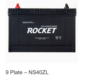 9 Plate – NS40ZL (Rocket) BATTERY