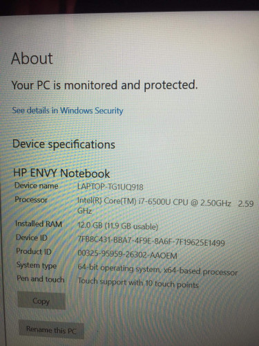 2020 HP Envy Touch Screen Laptop 15”