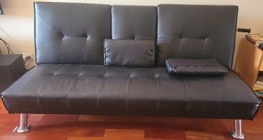 Leather Sofa Cum Bed With Phone Chargeable Slots