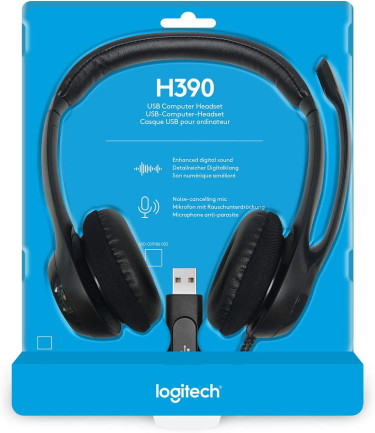 Logitech H390 Wired USB Headset, Stereo Headphones