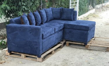 Blue Velvet Custom Built Sofa