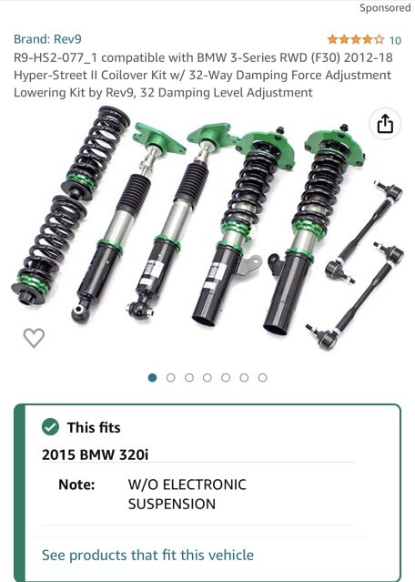 Bmw F30 Coilover Racing Shocks Full Package