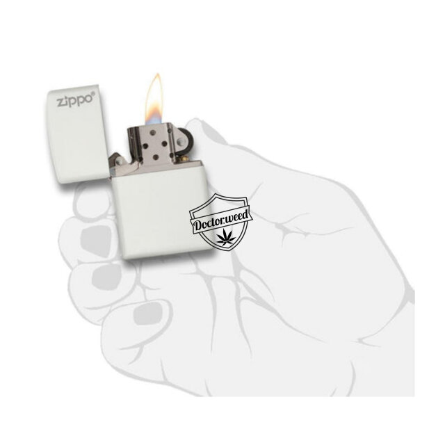 Classic White Matte Zippo Logo