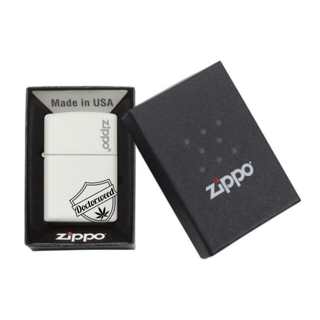 Classic White Matte Zippo Logo