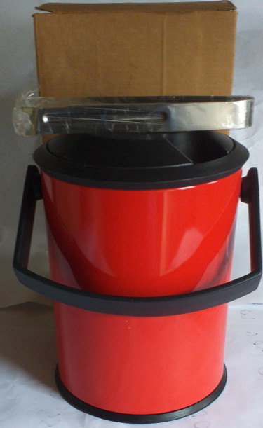 Red-Black Ice Bucket With Tongs In Box 