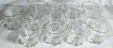 Set Of Gold-Rimmed Small Glasses-1 Large-12 Small 