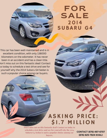 Drive In Style With The 2014 Subaru G4 Sedan 