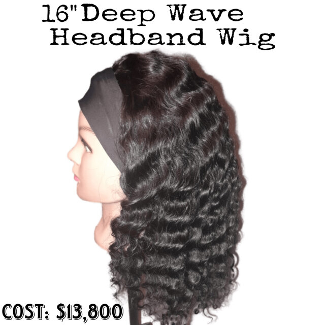 16 Inch Deep Wave Headband Wig