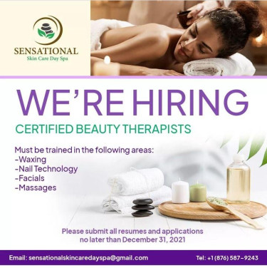 Seeking Certified Beauty Therapist 
