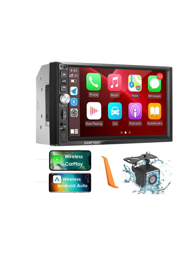 Double Din Car Stereo With Wireless Apple CarPlay 
