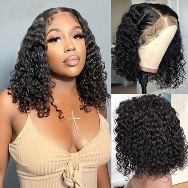 13x4 Frontal Deep Curly Lace Bob Wig, 150 Density 