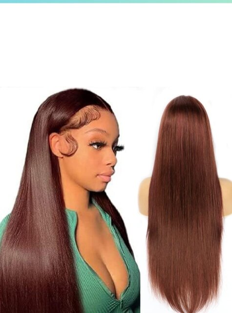 Reddish Brown Straight Lace Front Wig (22 Inch)