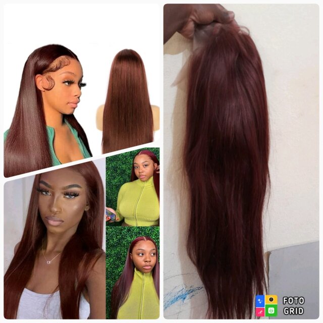 Reddish Brown Straight Lace Front Wig (22 Inch)