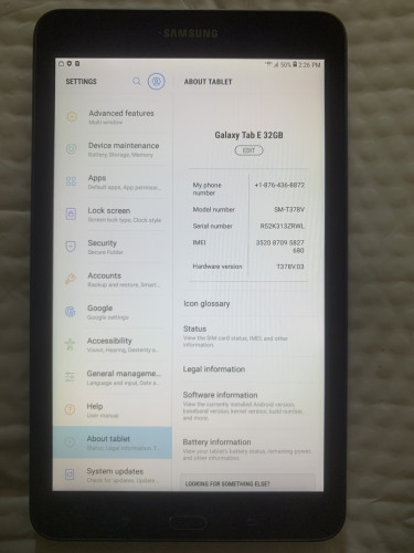 4G LTE Sim Unlocked 8” Samsung Galaxy Tab E With 3