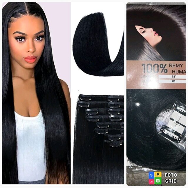 2 Packs Of  Clips  In Human Hair (18) Inch