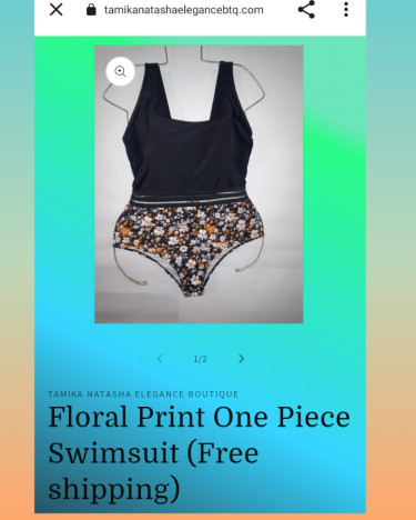 Floral Print One Piece Swimsuit 