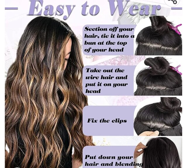 Invisible Wire Hair Extensions (16 Inch) Synthetic