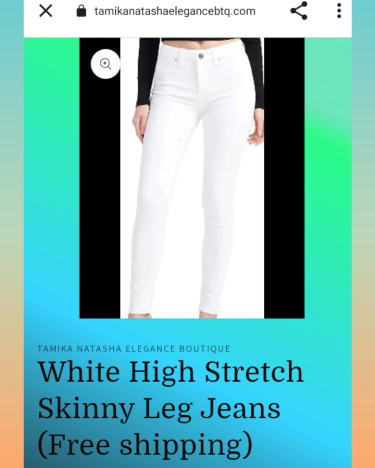 White High Stretch Skinny Leg Jeans Pants