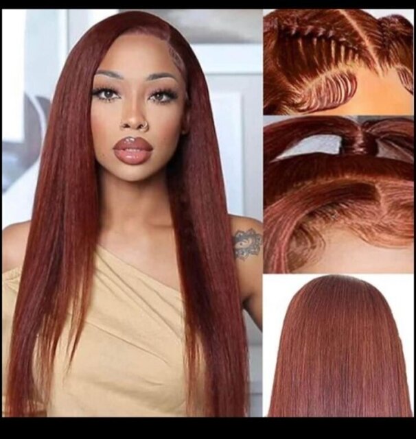 Reddish Brown Lace Front Wig Straight 22 Inch