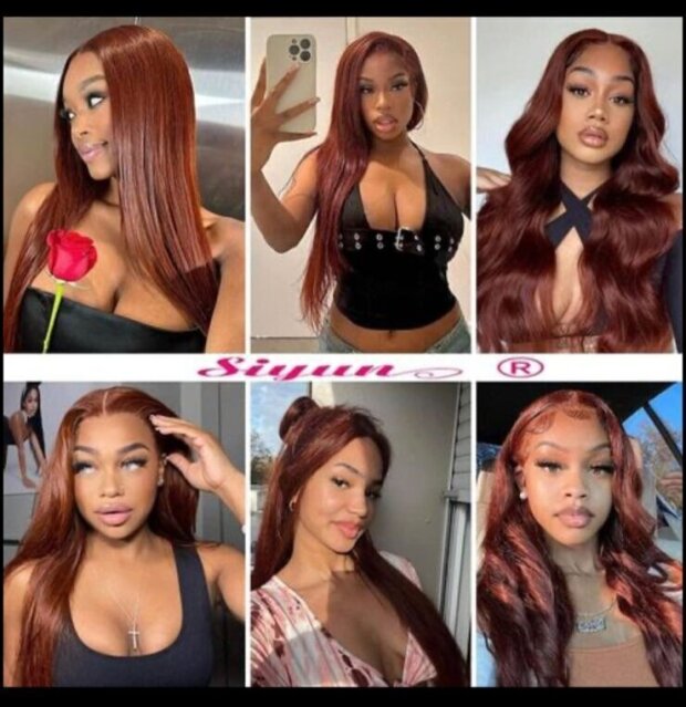 Reddish Brown Lace Front Wig Straight 22 Inch