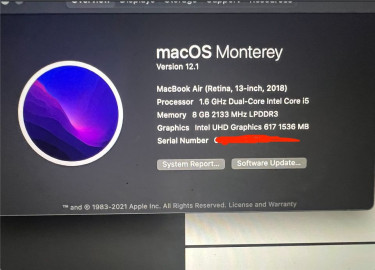 2019 Macbook Air 13.3inch 256 GB Model A1932