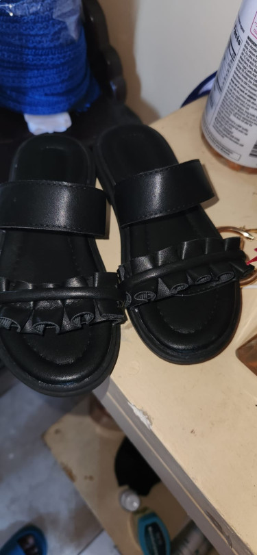 Black  Leather Sandal For Baby Girl 
