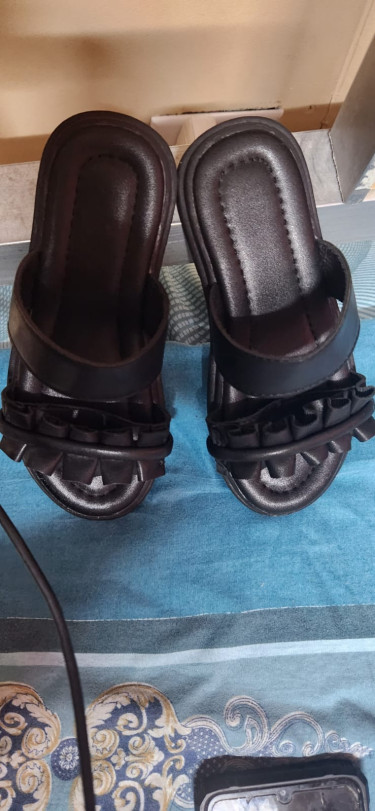 Black  Leather Sandal For Baby Girl 