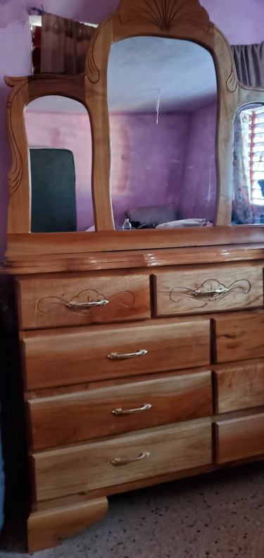 9-drawer, 3-mirror Solid Wood Dresser