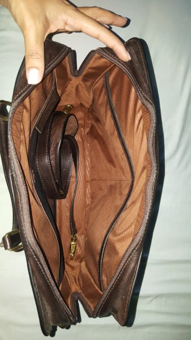 LAND Dark Brown Genuine Leather Laptop Bag