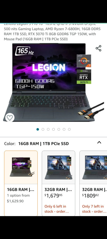 Lenovo Legion 5 Pro 16ARH7H Gaming Laptop 