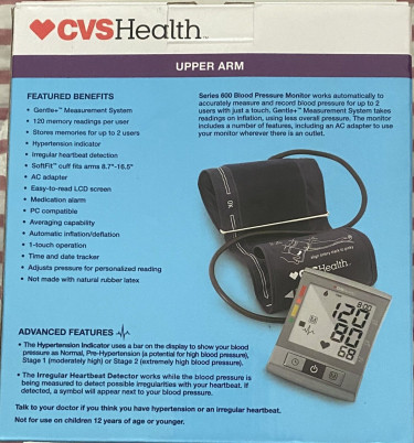 CVS Blood Pressure Monitor Series 600 (New)