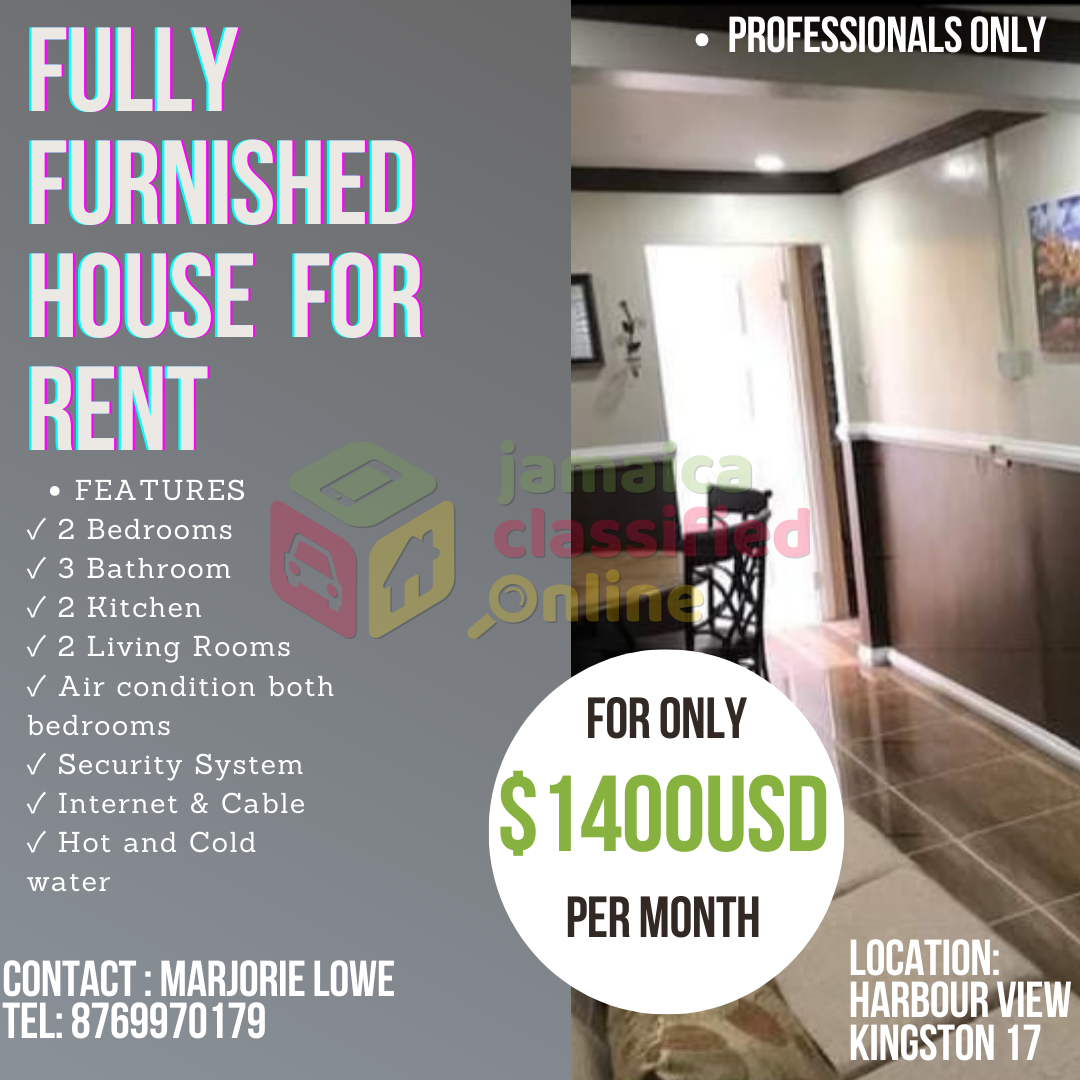 FULLY FURNISHED 2 BEDROOM HOUSE 3 BATHROOM 2 KITC for rent in Harbour