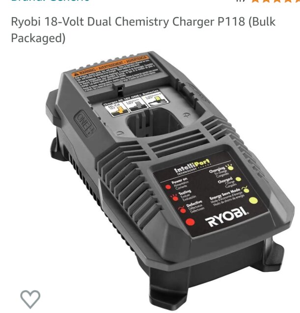 Brand New In Box Ryobi 18v Corded Battery Charger