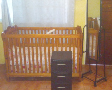 Baby Crib, Mirror And Drawers