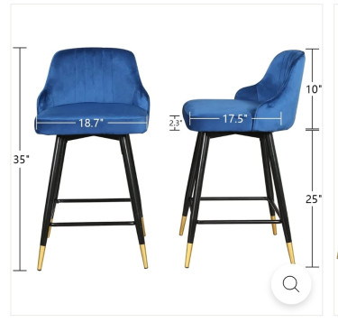 Royal Blue High Swivel Chair - Pair