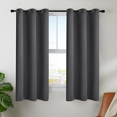 Charcoal Grey Grommet Blackout Curtains - 40x84in