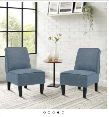 Armless Accent Sofa Chair - Teal - Pair