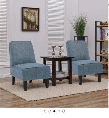 Armless Accent Sofa Chair - Teal - Pair