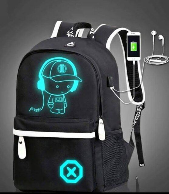 GLOW IN THE  DARK BAG WITH  CHARGING PORT