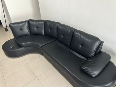 Faux Leather Sectional Couch 