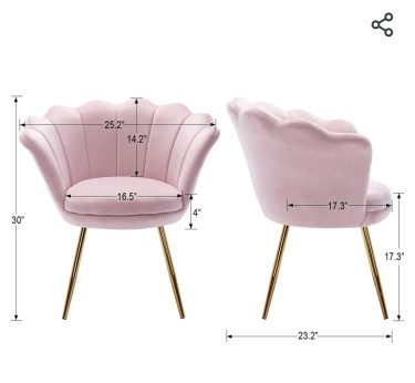 COMFY VELVET ACCENT SHELL CHAIR IN LIGHT PINK