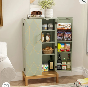 KITCHEN PANTRY CABINET WITH GOLD TRIM