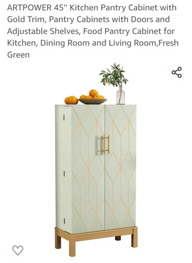 KITCHEN PANTRY CABINET WITH GOLD TRIM