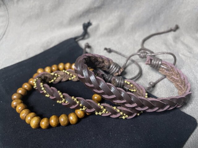 Leatherette And Bead Bracelets