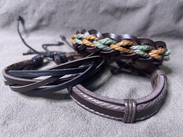 Leatherette And Bead Bracelets