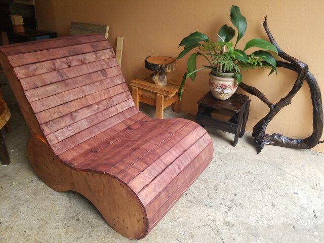 Large Wood Slate Lounge Chair