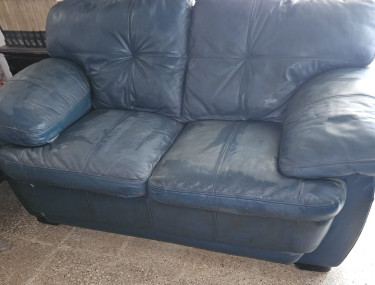 Blue Leatherette Love Seat