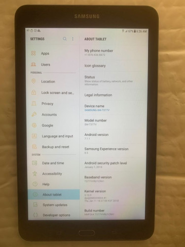 4G LTE Sim Unlocked 8” Samsung Galaxy Tab With 1